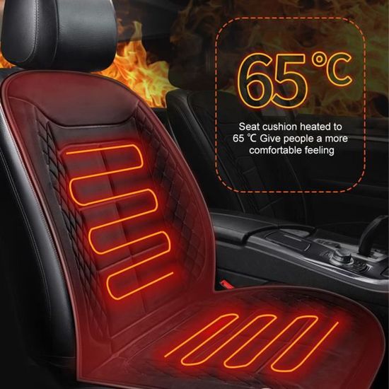 Coussin Chauffant Pour Siège Auto 12V - 2 Niveaux De Chaleur - Taille 48x97 Cm - Pour Voiture, Camion, Camping-car
