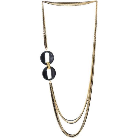 Collier Pendentif Moustache Noir Et Or - Chaîne 50 Cm - Style Élégant Et Original