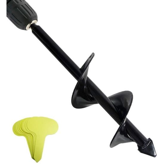 Tarière Pour Visseuse 40x450mm - Foret De Jardin Pour Plantation, Piquets - Embout Hexagonal, Acier Revêtu - Outil De Creusage Manuel