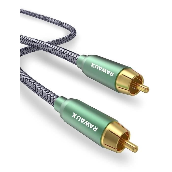 Subwoofer Càble 1M Câble Audio RCA avec Fiche Jack Plaqué Or 24KRCA