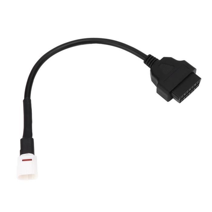 Alomejor Câble de scanner de moto Câble de Diagnostic de Scanner Moto Lecteur de Code d'Erreur 4 Broches à OBD2 Adapté pour