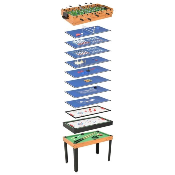 INGSHOP© Table de jeu multiple 15 en 1 121x61x82 cm Érable