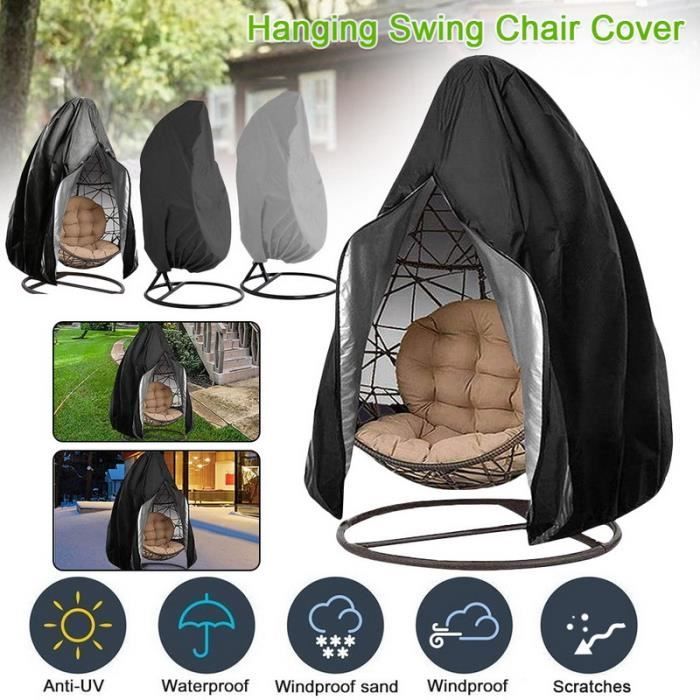 Noir Housse anti-poussière coquille d'oeuf pour chaise balançoire d'extérieur