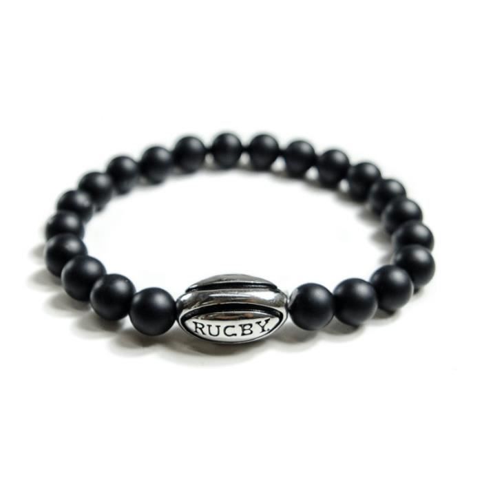 Bracelet rugby - Lifestyle Rugby Life Bracelet argent - Elegant Violence Rugby - U Noir
