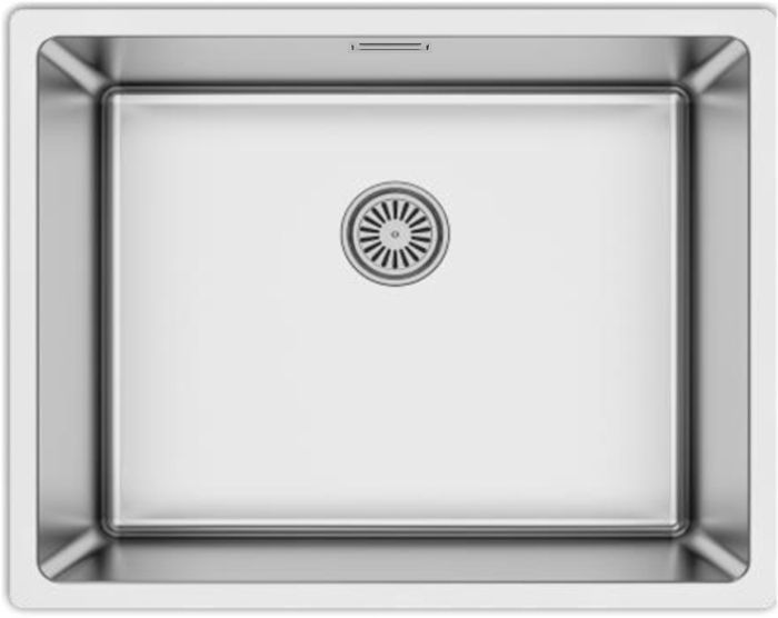 évier inox sous plan 1 bac finition acier brossé bonde à bouchon inclus (A02)