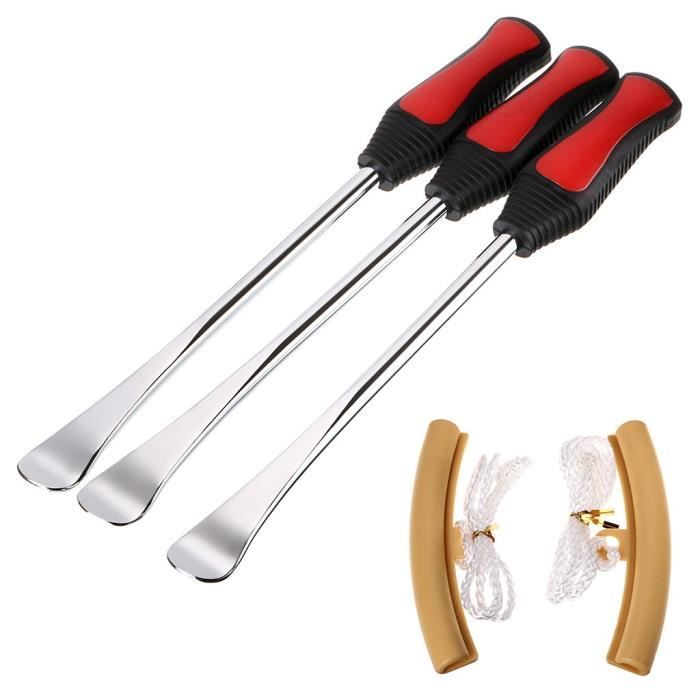 Btsky Lot de 3 cuillères démonte-pneu + 2 protections de jante pour moto et voiture