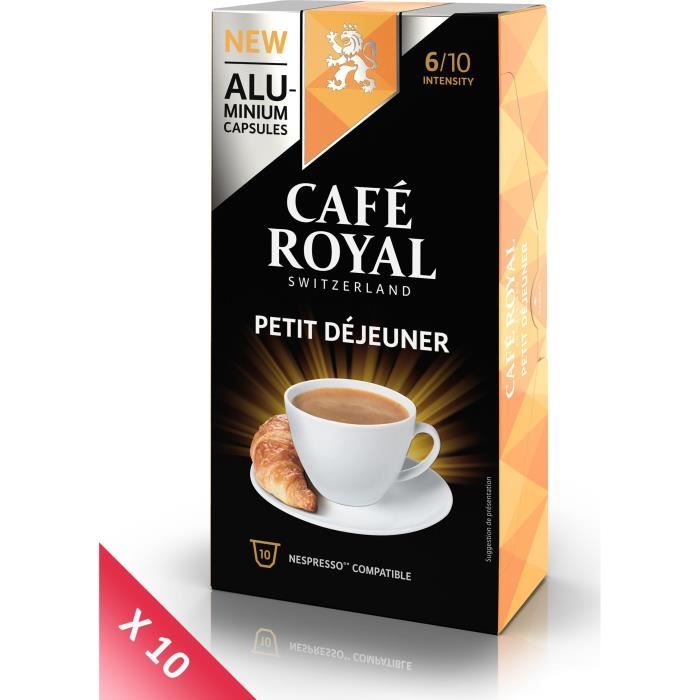 Lot de 10 CAFE ROYAL compatible Nespresso Alu Petit Déjeuner x10