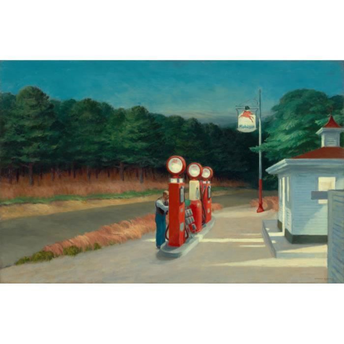 Poster Affiche Gas Station 1940 Edward Hopper Peinture Realisme Amerique 42cm x 65cm