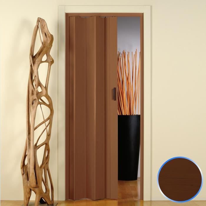 Porte pliante noyer accordèon reductible pvc coulissante 83x214 mod. Monica
