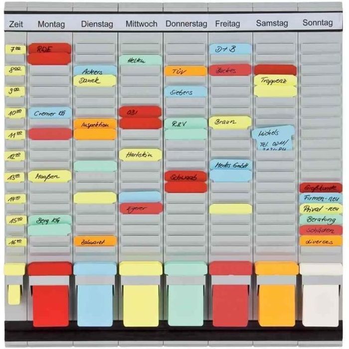 tableau planning à fiches OfficePaner, 7 modules, 47x49cm