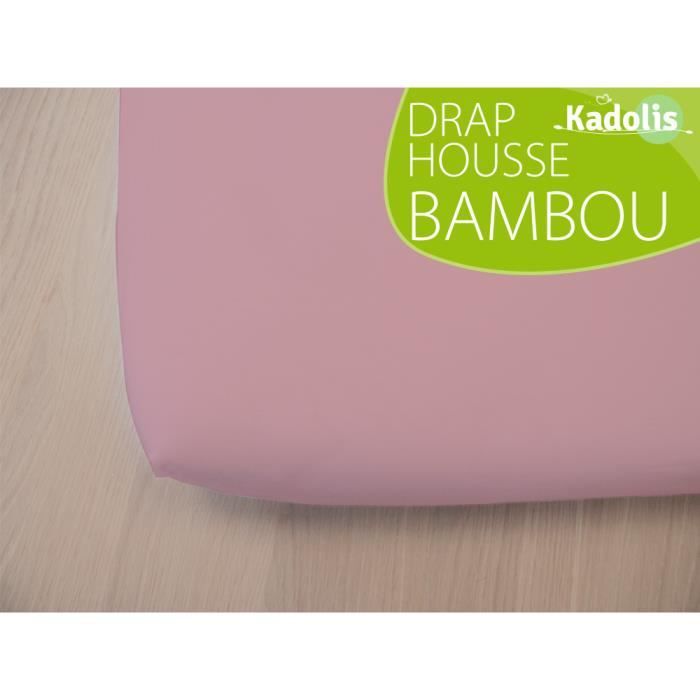 Drap housse BAMBOU 90x190 cm - Rose