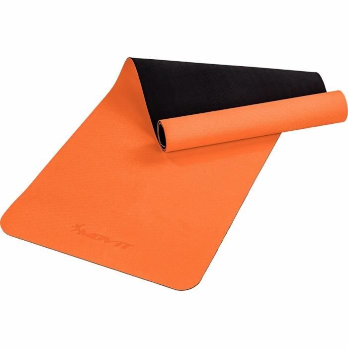 MOVIT Tapis de gymnastique TPE, tapis de pilates, tapis d’exercice premium, tapis de yoga, 190 x 60 x 0,6 cm, orange