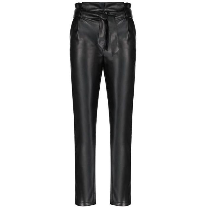 DEELUXE Pantalon paper-bag en simili cuir ROSALINE Black
