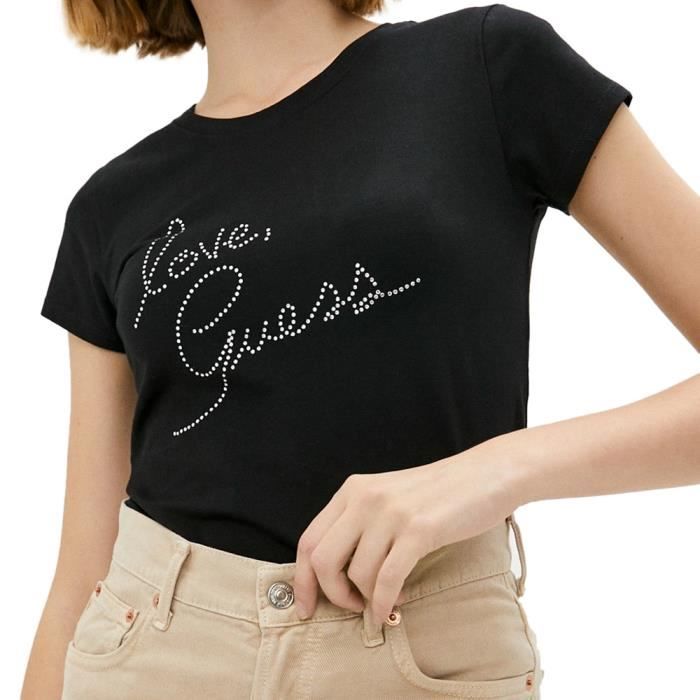 T-shirt Noir Femme Guess Love