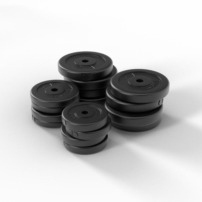 Physionics® Haltère / Poids de Musculation - 30 kg, 2 Barres Courtes et 4 Fermoirs - Disques pour Fitness, Set d'Haltères Courts