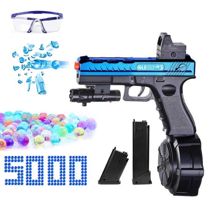 Pistolet à eau électrique PIMPIMSKY avec 5000 billes d'eau pour garçons et adultes,jouet pour activités de plein air bleu marine