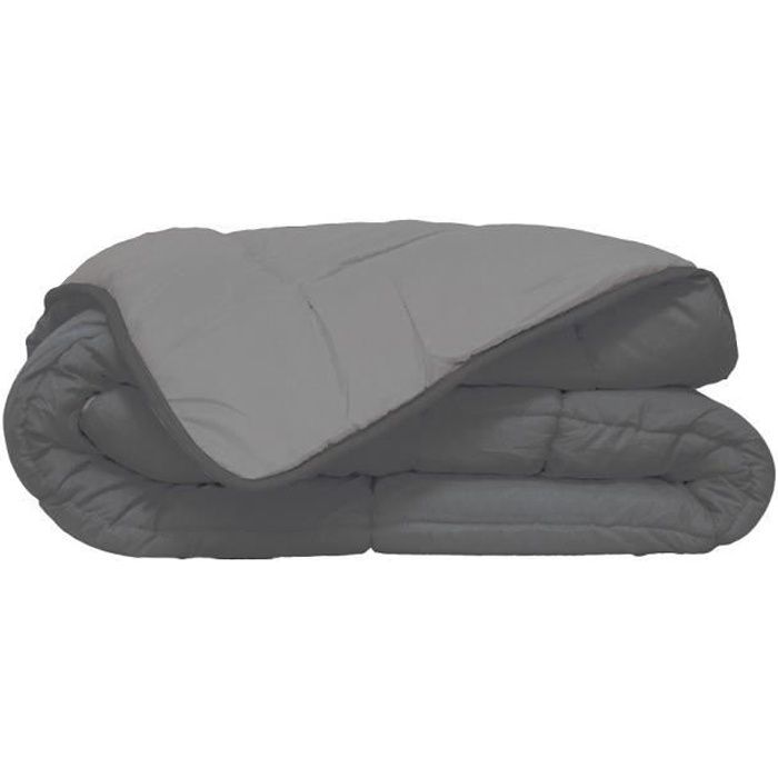 HUDSON Couette légère Microfibre 200g/m² 140x200cm Acier & Argent