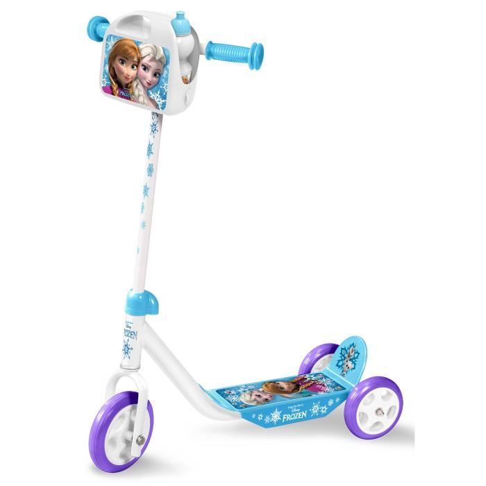 LA REINE DES NEIGES Trottinette 3 Roues avec Boîte à Goûter et Gourde - Bleu et Blanc