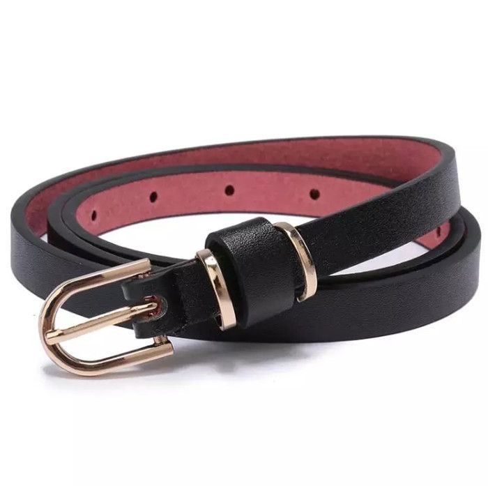 JASGOOD Ceinture Fine En Cuir Synthétique Pour Femme - Boucle Dorée Emboîtable - Réglable Jusqu'à 104cm