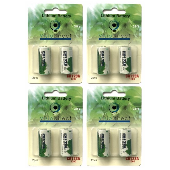Lot de 8 Piles lithium type CR123A compatibles CR17335 / CR17345 3V - Visiodirect - Lot de 8 Piles lithium type CR123A compatibles CR17335 / CR17345 3V - Visiodirect -