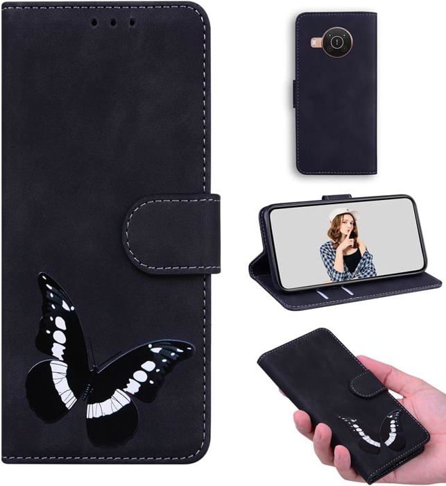 Étui Portefeuille Magnétique PIXFAB Pour Nokia X20 - Avec Support Et Verre Trempé Inclus - Cuir - Noir - Neuf