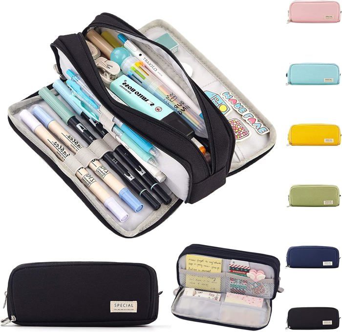 CYP BRAND Trousse Triple Brawl Stars – 3 Grands Compartiments – Noir – Officielle – École Et Voyage