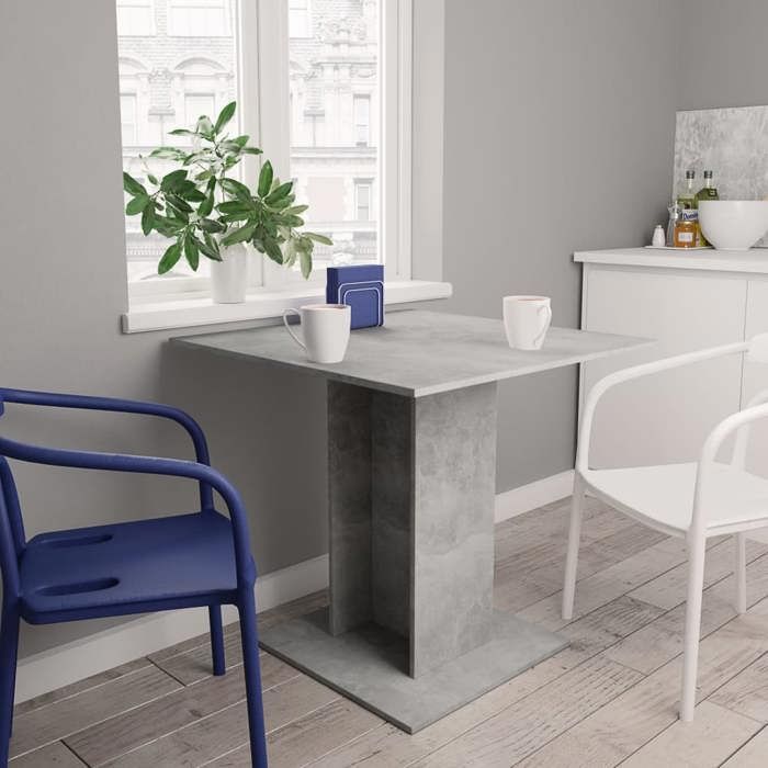 FR Table à manger Gris béton 80x80x75 cm bois dingénierie 800256
