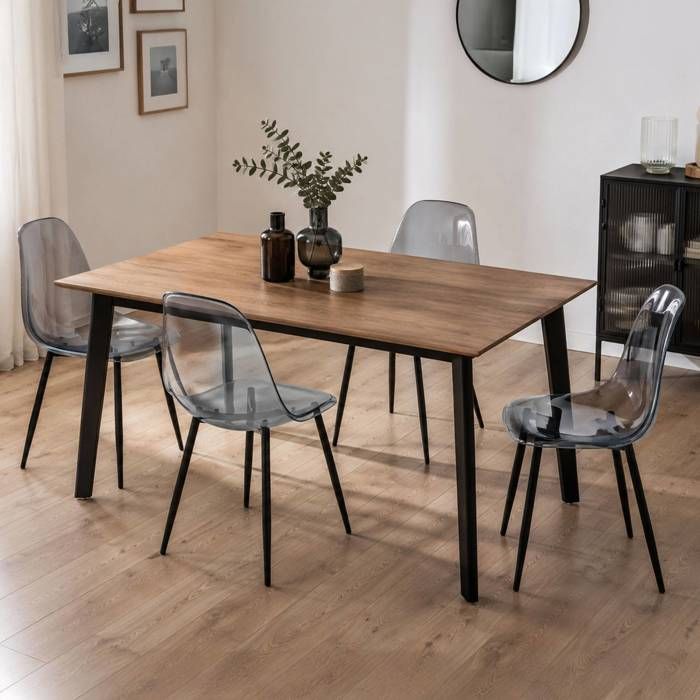 Lot de 4 Chaises Dabdalhad - Dmora - En Metal - Fumé 53x45.5h81 cm Lot de 4 Chaises Dabdalhad - Dmora - En Metal - Fumé 53x45.5h81 cm