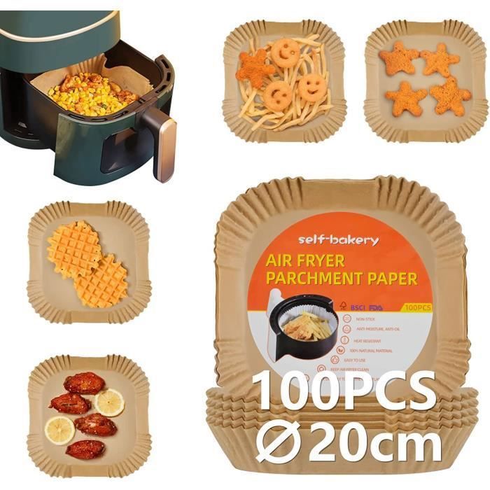 Accessoire Friteuse sans Huile 100 Pices Papier Cuisson pour Friteuse Air Papier Sulfuris en Feuilles pour Airfryer A82 FRITEUSE