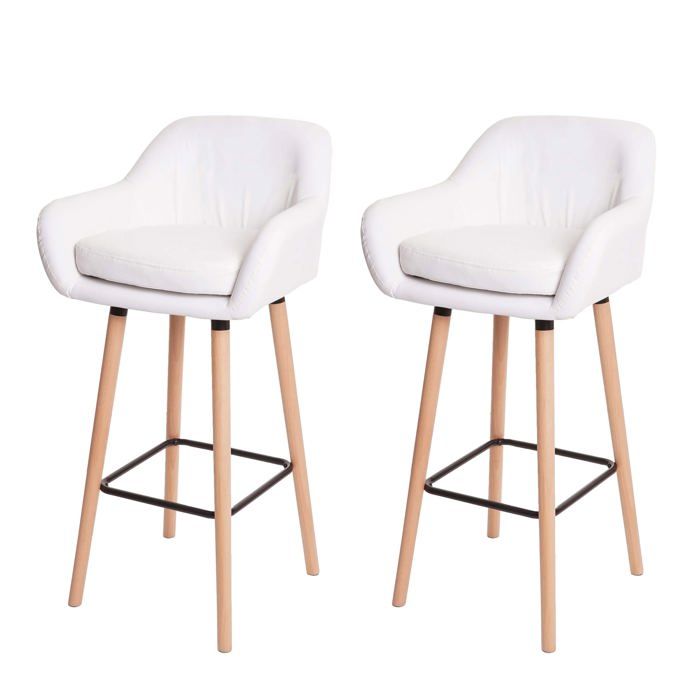 Lot de 2 tabourets de bar chaises de comptoir avec repose pieds en PVC blanc 04_0000170 Lot de 2 tabourets de bar chaises de comptoir avec repose pieds en PVC blanc 04_0000170