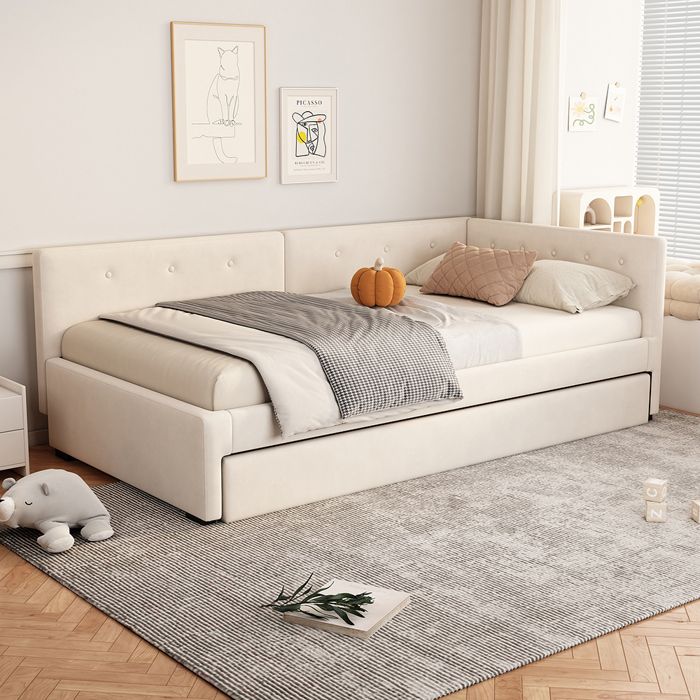 Lit 90x200 cm avec tiroir canapé-lit lit de jour Lit Gigogne lit simple - SWEIKO - Beige Lit 90x200 cm avec tiroir canapé-lit lit de jour Lit Gigogne lit simple - SWEIKO - Beige