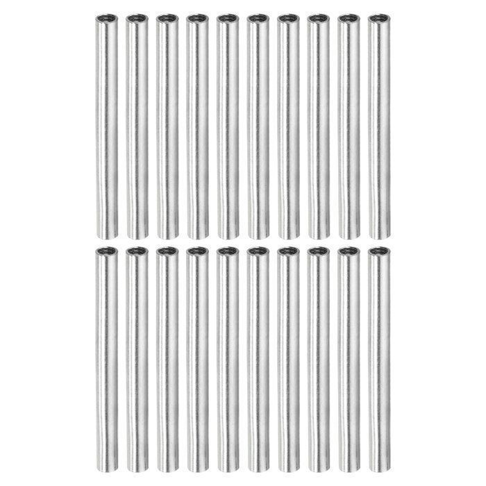 Écrou dAccouplement SOURCING MAP Manchon Filetée Rond M4x0 7mm Femelle Filetage 50mm Raccord Connecteur pour Lampe Argenté 20Pcs