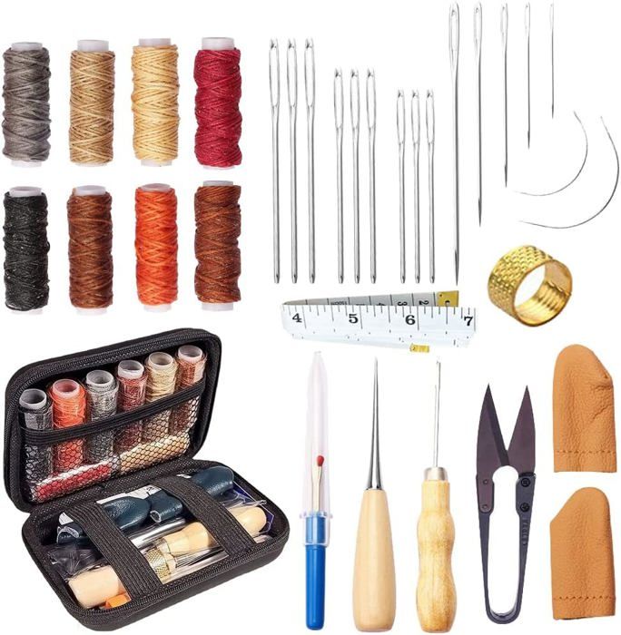 Kit Complet 25 Pièces Outils Travail Du Cuir - Maroquinerie, Couture - Nécessaire Artisanat