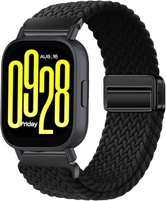 22 mm Bracelet Compatible avec Xiaomi Redmi Watch 5 Active/Redmi Watch 5 Lite Sangle Tressée en Nylon Doux [Unisexe] - Black