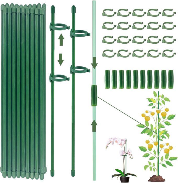 Lot De 20 Tuteurs Pour Plantes En Demi-cercle - Vert, 24.5x14.7cm, Soutien Pour Plantes Grimpantes D'intérieur/extérieur