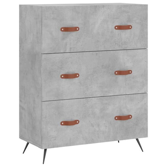 Commode Armoire de chambre - mango - gris béton - 69 5 x 34 x 90 cm - bois dingénierie M191