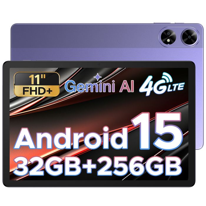 Tablette tactile DOOGEE TAB G6+ Android 15 Unisoc T7280 Batterie 8000mAh 11 pouce ips 90Hz32Go+ 256Go Widevine L1/Dual SIM-Violet