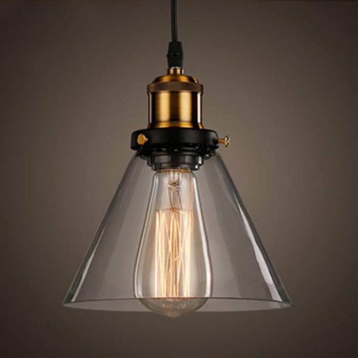Diday Lustre Suspension Industrielle en VerreE27 Lampe de Plafond Style Edison Luminaire Rétro Réglable pour Salon Chambre