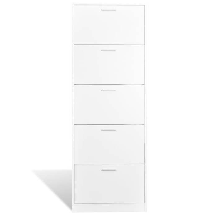 Bon plan Meuble à chaussures - JILI HOT - Grande Capacité - en bois avec 5 compartiments Blanc - pour Entrée/Couloir Thome2637374