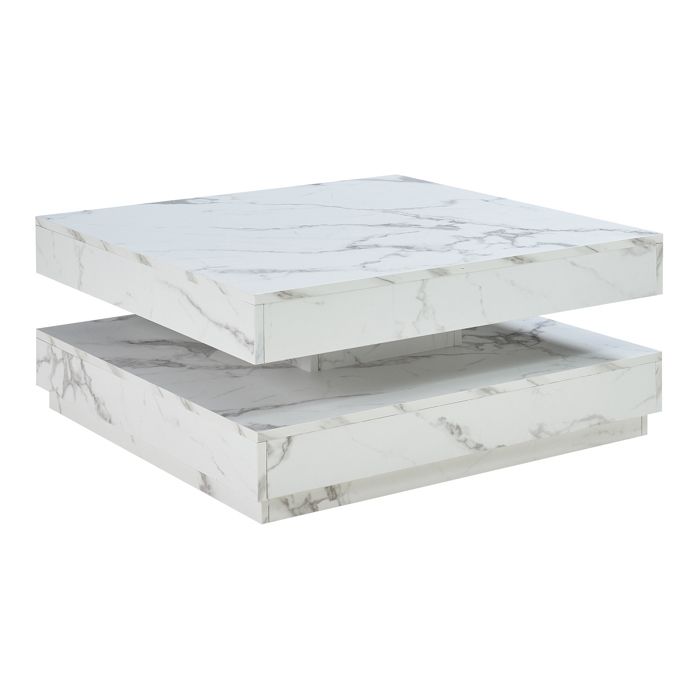 Table basse Florenz 76 x 76 x 38 cm effet marbre blanc _x000D_