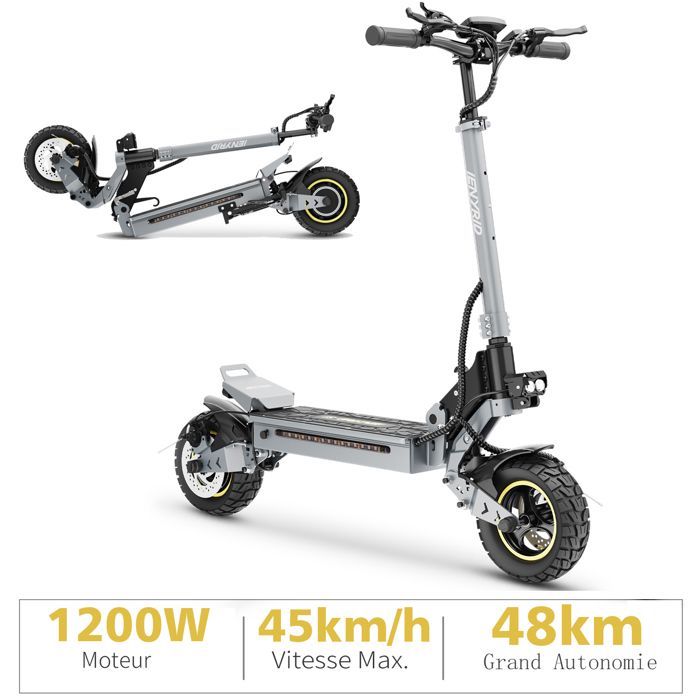 Trottinette Electrique Pliable Moteur 1200W 15km/h-45km/h 48V 15Ah 120kg Charge