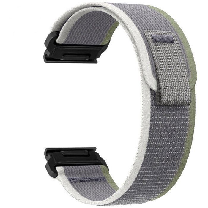Stravo Bracelet Trail Loop nylon 26 mm QuickFit pour Garmin Enduro/Fenix/5X/6X/Tactix/Epix Pro – Sport remplacement – Vert/Gris