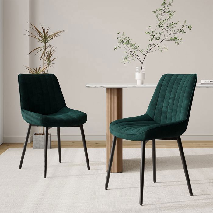 COLAMY – Lot de 2 chaises design : élégance confort et qualité pour sublimer votre salle à manger-vert