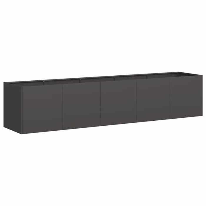 BESTJardinière Noir 200 x 40 x 40 cm Acier laminé à froid Bac à Fleurs/Pot de Plantes/Boîte à Fleurs Jardin Patio Terrass