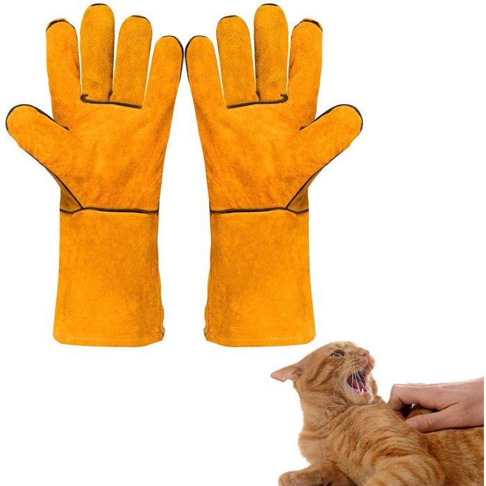 Meilleurs prix pour Gants pour animaux résistants aux morsures gants de travail en cuir résistants aux griffures gants pour manipuler chiens chats