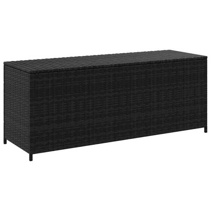 Boîte de rangement de jardin - JILL - 150x50x60 cm - Résine tressée - Noir - Cadre en acier - Capacité 160 kg