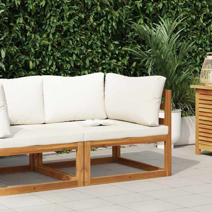 Canapé dangle sectionnel extérieur - vidaXL - Bois dacacia - Blanc cassé - 70x70x60 cm - Coussins 6 cm - Dossier 10 cm