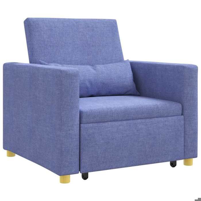 Les Soldes Canapé-lit escamotable simple (1 PLACE) - CLOUD - Fauteuil Relax SALON - Bleu jean 90x165x87 cm tissu J7081