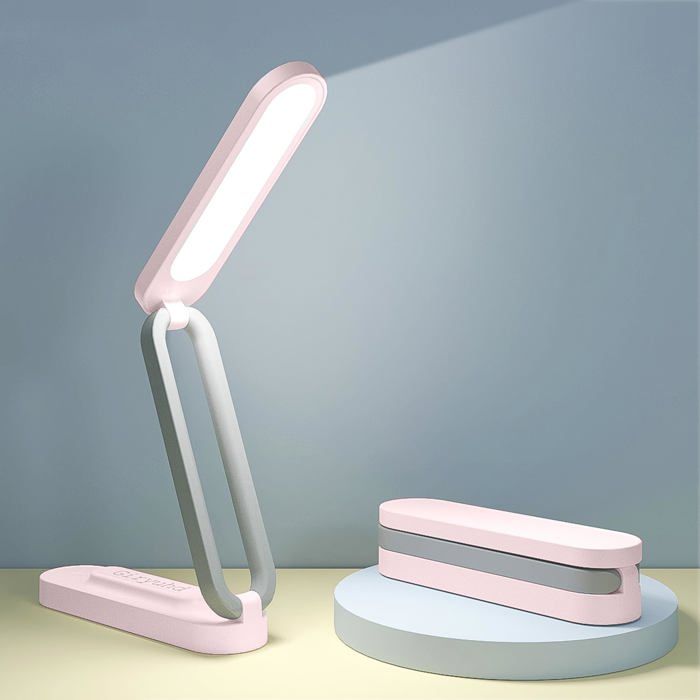 Lampe de bureau LED lampe rechargeable à piles pliable et portable bande lumineuse LED 3 niveaux de luminosité (rose)