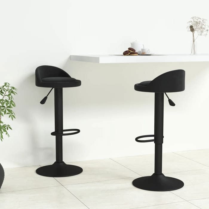2 PCS Chaises haute Noir - Magnifique Tabourets de bar Classique pour Cuisine Café Noir Velours 1636